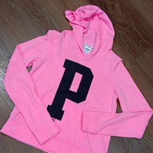 PINK VICTORIAS SECRET LOGO HOODIE. Size Med.